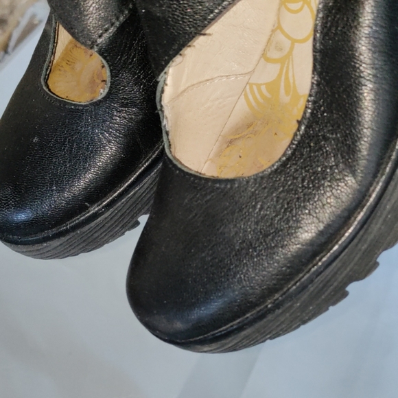 Fly London Wedge Strap Black Leather Shoes size 36 - Picture 7 of 8